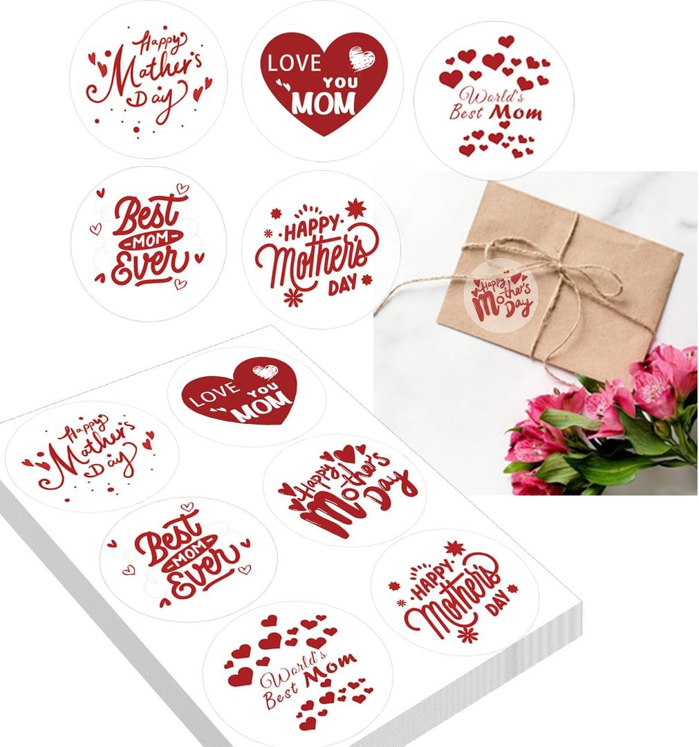 Happy Mother's Day Stickers,300 Pcs 2 Inch Mother's Day Envelope Seals Labels for Gift Wrap Decoration
