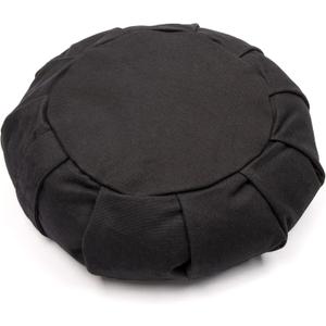 Myga Zafu Yoga Meditation Cushion with Washable Cover - Floor Cushion Pillow with Natural Buckwheat Filling - Soft Round Cotton Design for Meditating or Pranayama Exercises (Black)