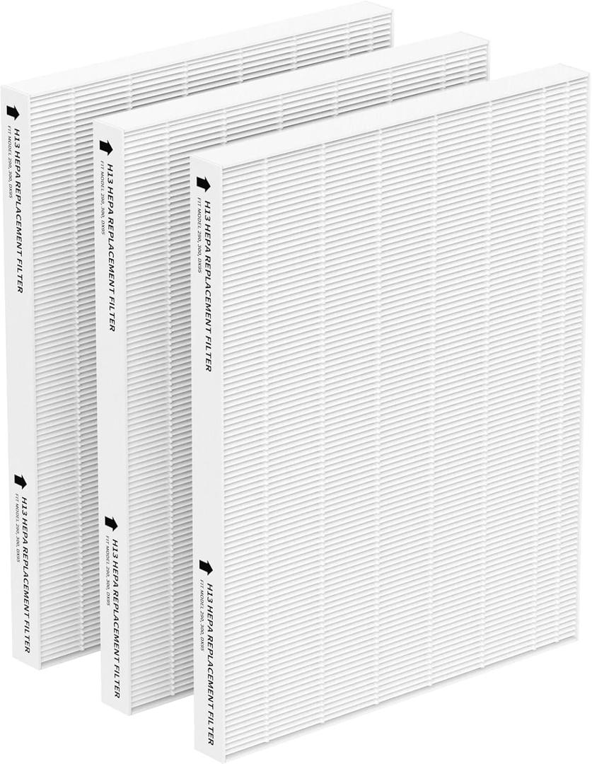 True HEPA Replacement Filter for Fellowes AeraMax 290/300/DX95 Purifiers and HF-300/AP-300PH, 3-Pack HEPA Only Replacement Filters (No Carbon) - Fits Part# 9287201