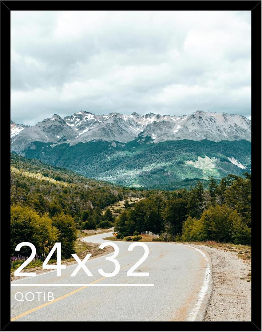 Wood 24x32 Picture Frame Black for Wall Hanging, 24 x 32 Poster Photo Frame for Wall Horizontally or Vertically, Black,1 Pack