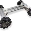 Professional Smart 4WD Metal Robot Car Chassis Kit with 97mm Mecanum Wheels, DIY RC Robotic Moving Platform,for AGV, School Eduactional Science Kits, Remote Control Robotic STEAM Model Experiment (Silver)