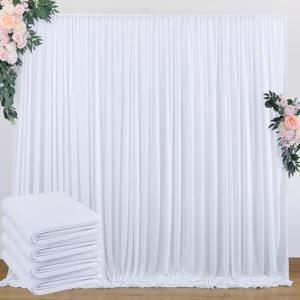 20 ft x 10 ft Wrinkle Free White Backdrop Curtain for Wedding Parties, Polyester Photo Backdrop Drapes for Baby Shower Birthday Party Backdrop Stand, Bulk Thick Background Curtains 5x10FT 4 Panels