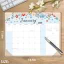 Calendar 2025-2026, Monthly Desk Calendar from July 2025 to December 2026, 17" x 12", Large Desktop Calendar Monthly, Perfect for Home or Office, Floral (Apricot with Desk Mat(15" x 12")