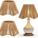 VIHOSE 2 Pack Rattan Lampshade Boho Vertical Striped Rattan Lampshade Replacement with Petal Edges for Table Chandelier Wall Lamp Living Room Bedroom Farmhouse(Brown)