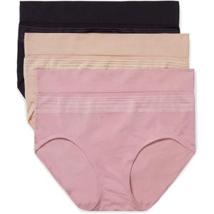 Warner's Women's Blissful Benefits Dig-Free Seamless Brief 3-Pack (Medium)
