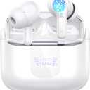 Wireless Earbuds, Bluetooth 5.3 Headphones 2025 NEW Ear Buds 40H Bass Stereo in-Ear Earphones ENC Noise Cancelling Earbuds with 4 HD Mic, USB-C LED Display IP7 Waterproof Sport Headset for Android iOS (White)