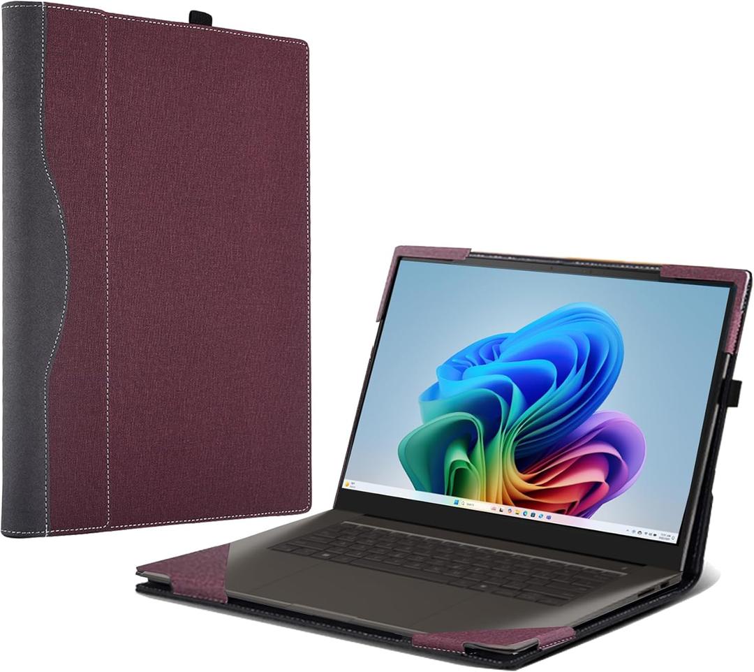 Laptop Case for ASUS Zenbook S16 (UX5606 UM5606 UM5606WA)[Note Other Models] All Inclusive Drop Case 16" PU Leather Protective Laptop Bag Detachable Shell (Wine red)