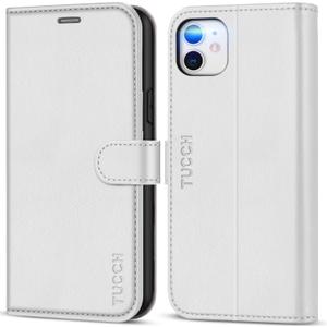 TUCCH Case Wallet for iPhone 11, [RFID Blocking] Card Slots Stand Magnetic Closure, Protective PU Leather [Shockproof TPU Interior Case] Flip Cover Compatible with iPhone 11 (2019 6.1 inch), White