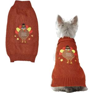 Thanksgiving Dog Turkey Sweaters Warm Pet Knitted Clothes Fall Dog Sweaters for Medium Dogs Pet Outfits Sweatshirt for Thanksgiving Fall (Medium, Classic Turkey)