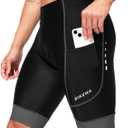 Bikewa Padded Bike Shorts for Men 4D Cycling Road Riding Biking Padding Bicycle Shorts with Phone Pockets (Medium, Black/Dark Grey)