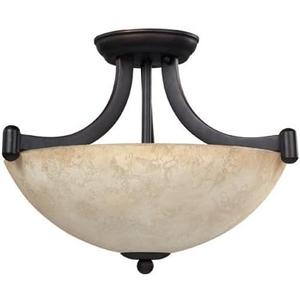 Warren, Ich375A03Ra14, 3 Lt Chandelier, Dual Mount, Tea Stained Glass, 60W Type Rubbed Antique Bronze