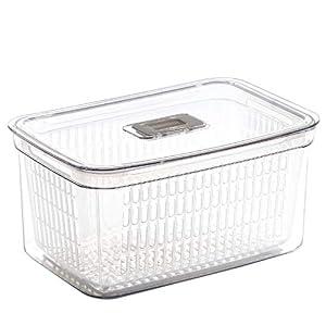 BINO | Produce Saver - 23.7 Cup/ 5.6L | Fridge Storage Containers for Fruits and Vegetables | Vegetable Storage with Adjustable Air Vent, Removable Basket | BPA-Free Fridge Organizers and Storage
