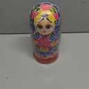 Winterworm Set of 7 Pieces Beautiful Lovely Wood Red Flower Girl with Blue Scarf Traditonal Russian Nesting Dolls Matryoshka Wishing Dolls Toy Gift Home Room Decoration