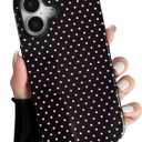 ZTOFERA Magnetic Case for iPhone 16 Plus, Polka Dot Phone Case Cute for Girl Women, Compatible with Magsafe, Hard PC+Soft TPU Protective Phone Cover for iPhone 16 Plus-Black