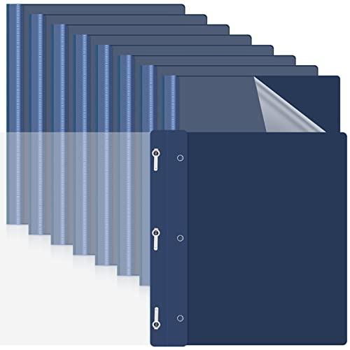 Teling 48 Pcs Clear Front Report Covers with Prongs Plastic Presentation Folders 3 Prong Resume Portfolio Folder for School(Navy Blue)