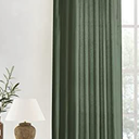 XTMYI 102 Inch Length Olive Green Sheer Linen Curtains 1 Panel,Hook Belt Pleated Back Tab Cotton Polyester Blend Light Filtering Semi Sheer Curtain Drapes for Living Room Bedroom,50x102 in Long