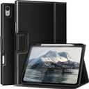 Antbox Case for iPad Air 11-inch M3 (2025) / M2 (2024), iPad Air 5th/4th Generation 10.9'' Vegan Leather with Pencil Holder Typing Angle Auto Sleep/Wake Muti-Stand (Black)