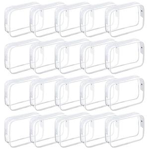 Tergy 20 Packs Clear Cosmetics Bags for Women Men Waterproof Toiletry Bags PVC Makeup Bags Organizer Case with Zipper for Travel Bathroom (White)