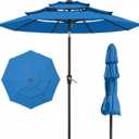 PatioKingdom 9ft 3-Tier Patio Market Umbrella with Crank/Tilt, Commercial Heavy Duty Wind Proof,Outdoor Table Umbrella with 8 Fiberglass Ribs,UPF50+ for Deck,Pool,Garden,Backyard (Royal Blue)
