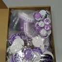 Yaomiao 210 Pcs/ 30 Sets Purple Ribbon Awareness Gift Accessories Domestic Violence Bookmark Pin Wristband Pencil Keychain Bag for Alzheimer Pancreatic Cancer Lupus Overdose Epilepsy Charity Support