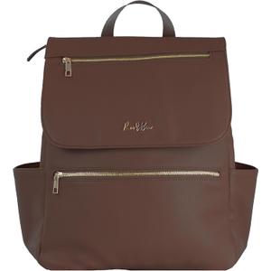 Vegan Leather Baby Backpack, with Front Zip Pocket (Chocolate)