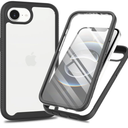 for iPhone 16e 2025 Case 6.1", for iPhone 16e 5G Phone Case with Built-in Screen Protector Clear Slim Back Cover Shockproof Rugged Heavy Duty Bumper Full Body Protective Case, Black