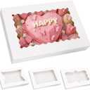 Moretoes 60pcs 16x11x2.5 Inch Cookie Boxes (Not Popup), Bakery Boxes with 3 Style Window for Pastries, Pies, Muffins, Chocolate Covered Strawberries