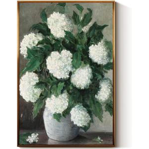 InSimSea Framed Canvas Prints Art Vintage Decor, Large Flowers in Vase Paintings Wall Art, Floral Pictures Home Decor for Bedroom Bathroom, Kitchen Office Living Room Wall Decoration, 16"x24"