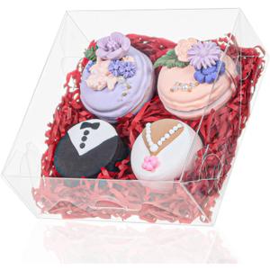 TEMLQPACK 50pcs 5x5x2 Inch Bakery Boxes with Window Cookies Boxes Soap Box Chocolate Truffle boxes Macaron Boxes Gift Treat Boxes for Cake Browine pastries, Dount or gifts goodies Party Favor
