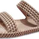 LAVAU Slip on Open Toe Slide Sandals for Women with Two Strap 1501-Tan-8