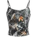 SOLY HUX Girl's Summer Camisole Tops Spaghetti Strap Boho Vacation Sleeveless Fitted Crop Vest Shirts Black Camo 10Y