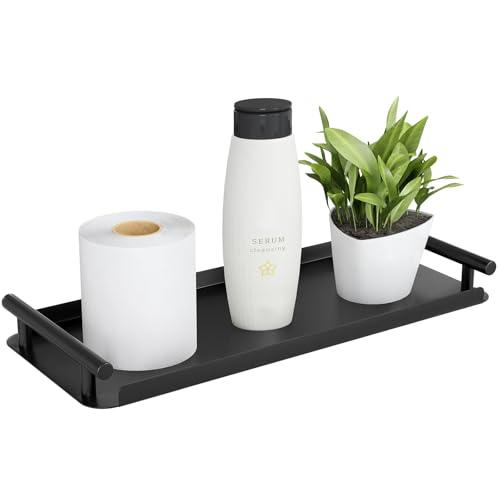 Toilet Paper Basket, Stainless Steel Toilet Tank Tray with Handle for Organizing - Toilet Paper Basket Storage for Toilet Tank, Bathroom, Kitchen Counter (Black)