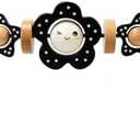 Baby Bouncer Toy Bar Wooden Compatible with Baby Bjorn Bouncer, Bouncer Toy Attachment Tight and Secure Fit, So Fun to Watch, Touch and Spin for Babies All Ages (Black and White Flower)