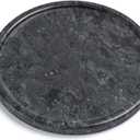 Genuine Black Marble Round Tray, High End Decorative Tray for Bathroom, Kitchen, Dresser and Vanity (Black 8")