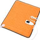 Deepsoon Heating Pad,Electric Heating Pads for Back,Neck,Abdomen,Moist Heating Pad for Shoulder,Knee,Arms,Legs,Dry/Moist Heat & Auto Shut Off,Christmas Gifts for Men and Women,Orange Black, 24x20 Inch