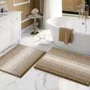 BSICPRO Bathroom Rugs and Mats Sets, 2 Piece Thick Absorbent Chenille Non Slip, Soft Shaggy Bath Room Floor Mats for Bathroom, Machine Washable (Petrified Oak, 20" x 32" Plus 16" x 24")