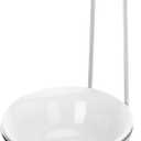 MyGift White Ceramic Ladle Holder Spoon Rest, Upright Single Cooking Utensil Holder, Vertical Drip Catcher Dish with Stainless Steel Stand for Kitchen Counter