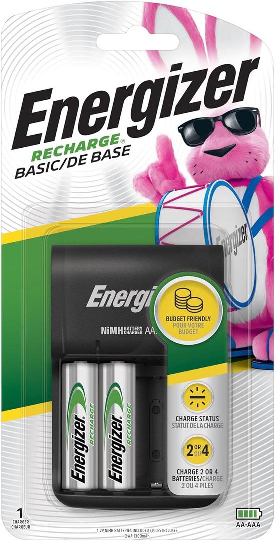 Energizer Recharge Basic Charger with AA Batteries 2 Pack