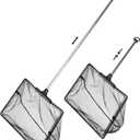 Aquarium Fish Net 10.8"x16.3" Rectangular Fish Net with 5.5"-16.3" Handle | Fine Mesh Nylon Fish Tank Accessory with Extendable Telescopic Plastic Handle