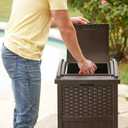 Suncast 33 Gallon Commercial Outdoor Trashcan Hideaway with Lid for 30 to 33 Gallon Trash Bags for Garage, Backyard, or Garden, Brown