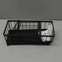 Cisily Sponge Holder for Kitchen Sink, Sink Caddy Organizer with High Brush Holder, Kitchen Countertop Organizers and Storage Essentials, Rustproof 304 Stainless Steel (Black, 9.25)