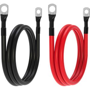 6 AWG Battery Cables 6 Gauge Battery Inverter Cables with 3/8 Inch and 5/16 Inch Lugs Each End for Solar Marine RV Car SUV Truck Tractor Motorcycle 2pcs (3FT, 6 AWG)