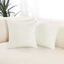 Deconovo Corduroy Throw Pillow Covers, Set of 2 Soft Decorative Cushion Covers, Machine Washable Texture for Sofa, Couch, Bedroom & Living Room, 24x24 inch, Cream White