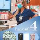 Plifal 4pcs Nurse Headbands for Women with Buttons Non Slip - Cute Cancer Doctor Nursing Sweat Wicking Head Bands, Elastic Wide Turban Soft Hair Bands Accessories for Medical Healthcare Work