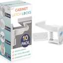 Upgraded Baby Proofing Cabinet Latches for Toddlers - 10 Pcs White Child Proof Cabinet Locks for Child Safety, Easy Set Up Child Locks for Cabinets and Drawers Security for Baby Proof Pantry