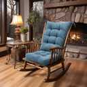 Lokex Rocking Chair Cushion Only,Tufted Non-Slip Comfortable Rocking Chair Cushions Indoor with Ties,Striped Rocking Chair Pads (Blue-S2064-15, 21x17/17x17)