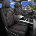 Car Seat Cover Custom Fit for Dodge Ram 1500 2500 3500 2002-2025 Faux Leather Seat Cover Set Compatible with Crew Quad Regular Cab Pickup Truck Cushions (Black Redline, Full Set, Flat Rear)