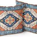 Snycler Boho Throw Pillow Covers 16x16 inch Set of 2 Bohemian Carpet Throw Pillows for Couch Blue&Red Decorative Pillow Cases Farmhouse Home Decor for Sofa Porch Patio Bed Room Outdoor