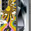 MOSNOVO Case for Samsung Galaxy S24 Ultra, [Buffertech 6.6ft Military-Grade Drop Protection] [Anti Peel Off Tech] Clear TPU Bumper Phone Case Cover Design - 70's Psychedelic Groovy Art