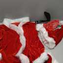 Funtery 5 Pcs Santa Claus Costume Women Christmas Suit Including Velvet Dress with Belt, Hat, Striped Tights, Velvet Gloves, medium